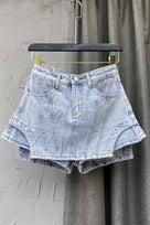 Jessica Bara Jojo Irregular Denim  Skirt Skort
