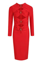 Jessica Bara Kazzie Long Sleeve Cut Out Midi Dress