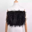 Jessica Bara Casper Strapless Tube Feather Crop Top