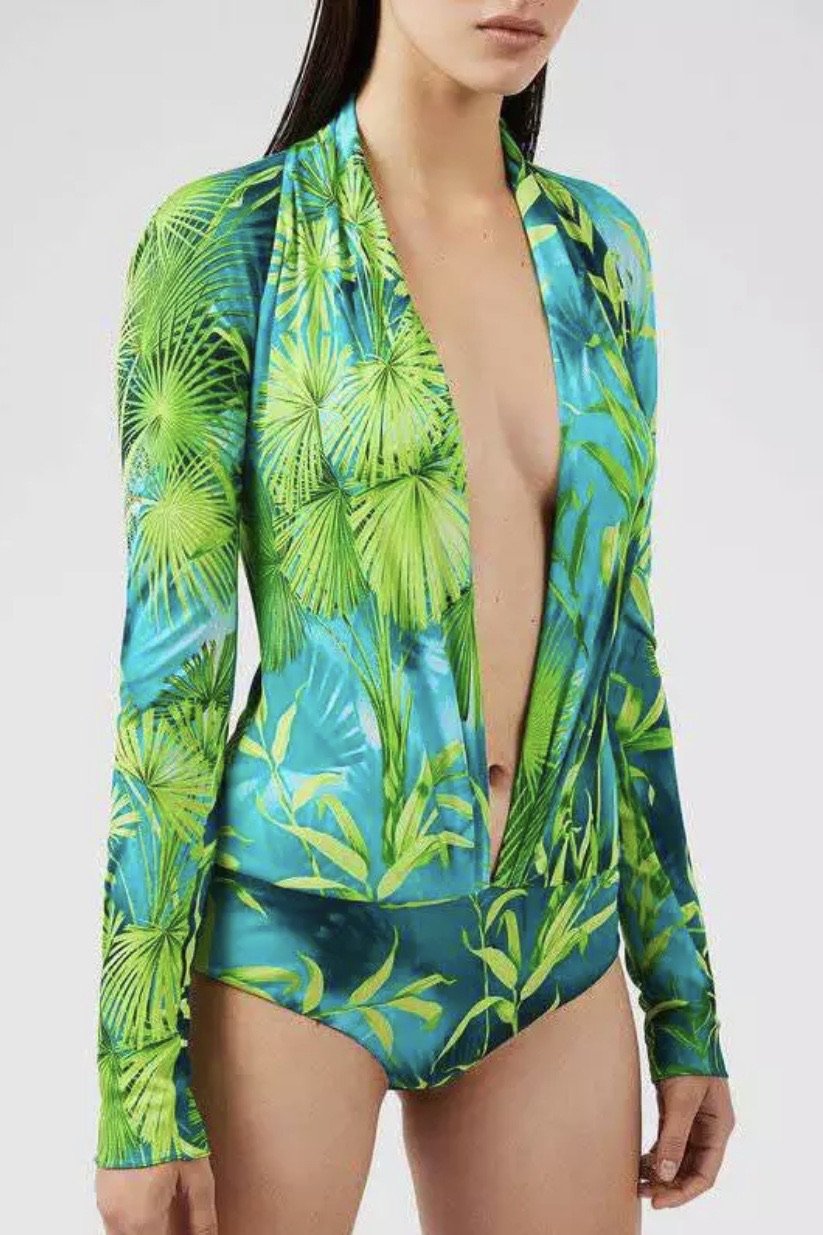 Jessica Bara Nico Long Sleeve Tropical Print Bodysuit – JESSICA BARA