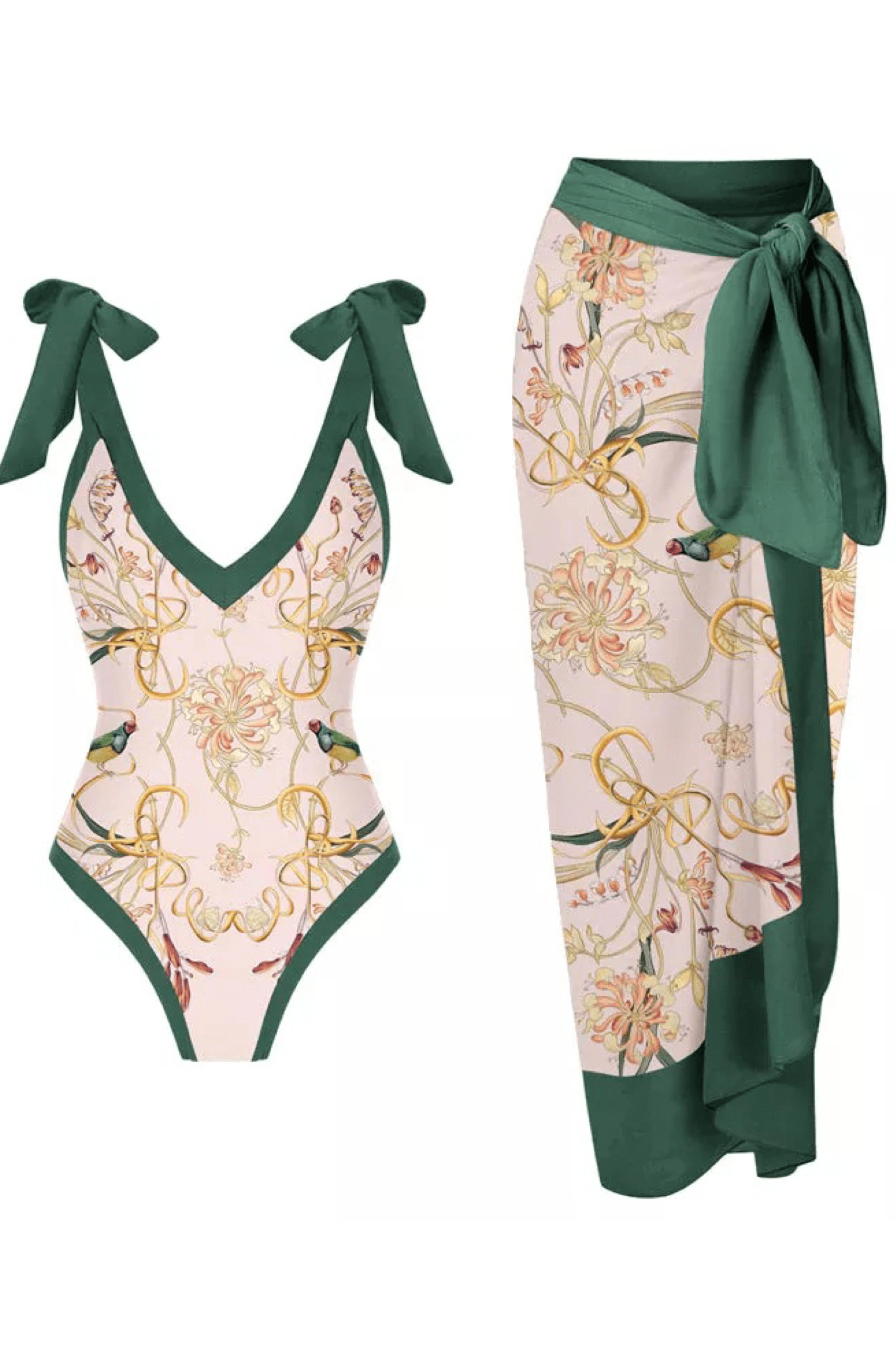 Jessica Bara Susie Printed One Piece and Sarong Two Piece Set