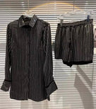 Jessica Bara Clyde Pinstripe Blouse and Shorts Two Piece Set