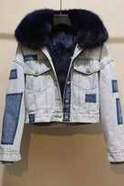 Jessica Bara Grover Denim and Fur Coat