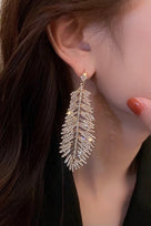 Jessica Bara Frances Feather Rhinestone Drop Earrings