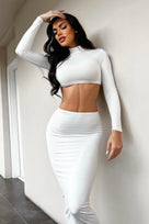 Jessica Bara Harlow Long Sleeve Crop Top and Maxi Skirt Two Piece Set