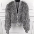 Jessica Bara Dolores Bow Button Fur Coat